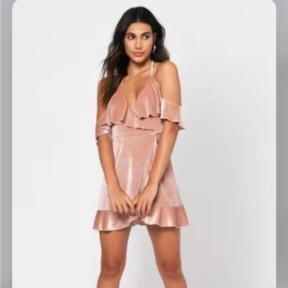 Tobi Pink Velvet Wrap Dress